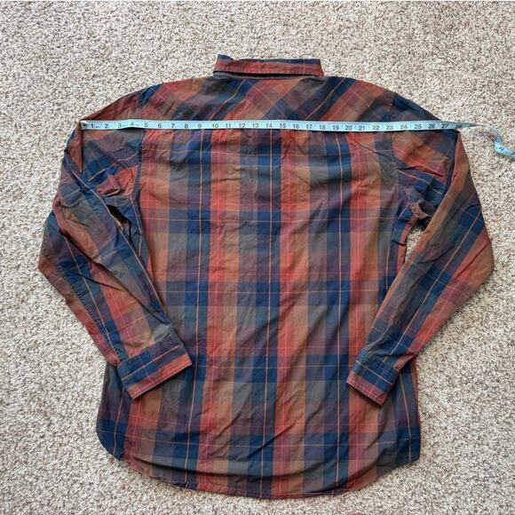 RVCA Button Down Long sleeve Shirt, Red & Blue Plaid, size, XL, 100% Cotton - Picture 6 of 8